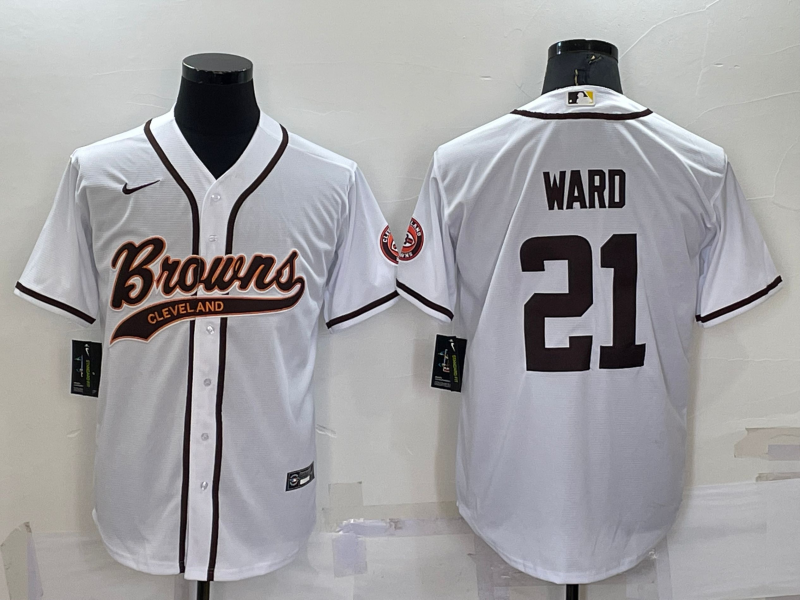 Men’s Cleveland Browns Denzel Ward #21 White Jersey Joint Edition