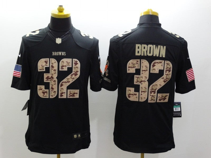 Men’s Cleveland Browns Jim Brown #32 Black Jersey