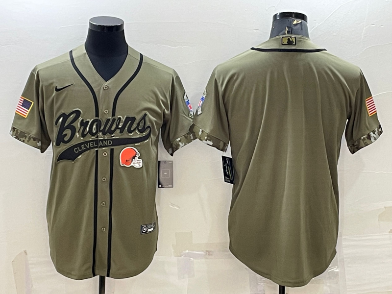 Men’s Cleveland Browns Olive 2021 Salute To Service Limited Blank Jersey