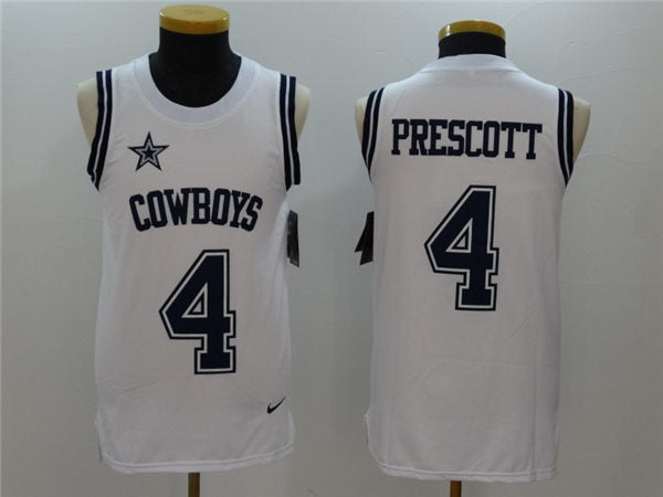 Men’s Dallas Cowboys #4 Dak Prescott Nike White Vest Limited Jersey