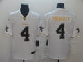 Men’s Dallas Cowboys #4 Dak Prescott  White Gold Retro Football Jersey