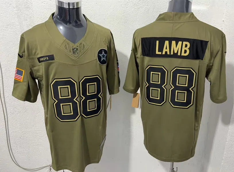 Mens Dallas Cowboys #88 CeeDee Lamb Nike 2025 Salute to Service Limited Jersey – Olive