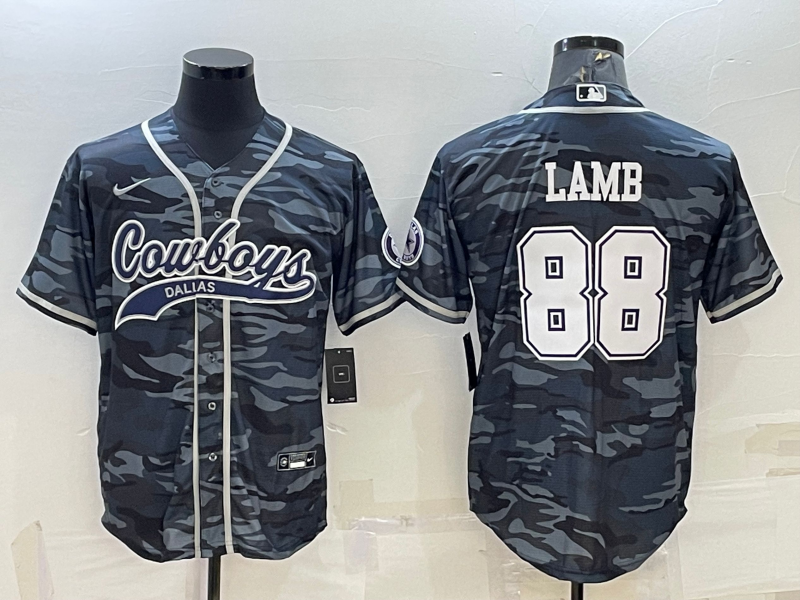 Men’s Dallas Cowboys CeeDee Lamb #88 Grey Camouflage Jersey Joint Edition