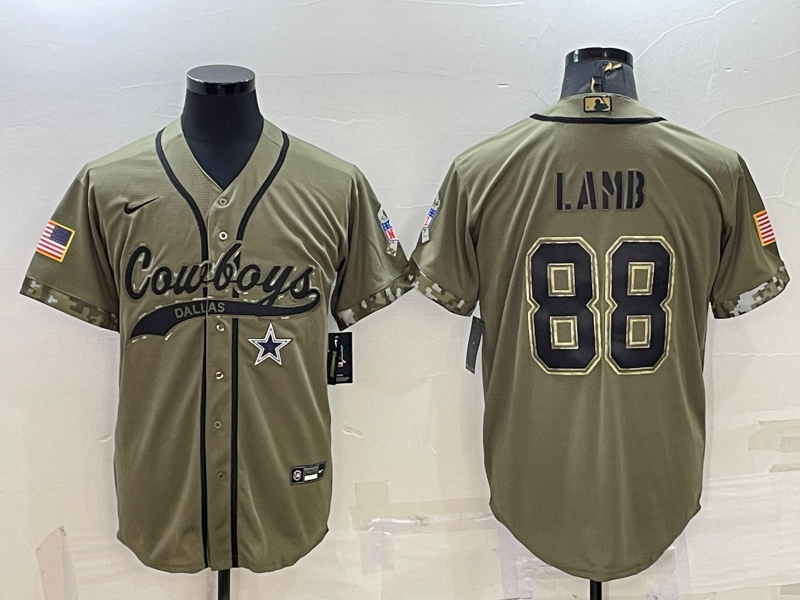 Men’s Dallas Cowboys CeeDee Lamb #88 Olive 2022 Salute To Service Limited Jersey Joint Edition