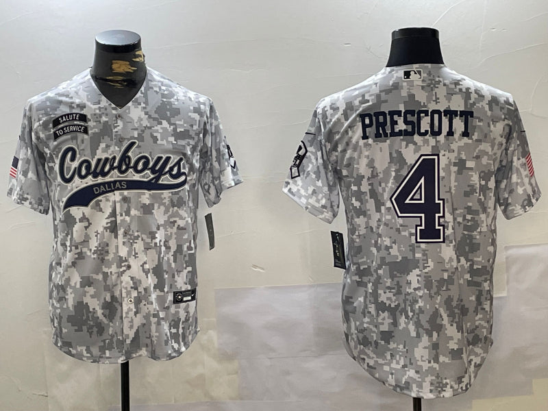 Men’s Dallas Cowboys Dak Prescott #4 Arctic Camo 2024 Salute to Service Jersey