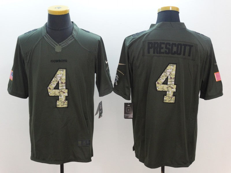 Men’s Dallas Cowboys Dak Prescott #4 Army Green Jersey