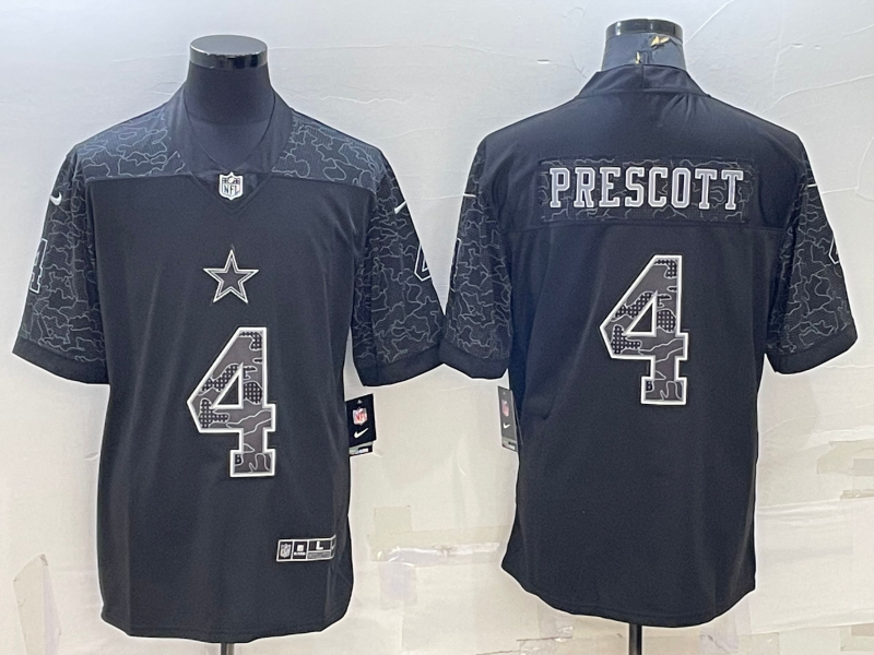 Men’s Dallas Cowboys Dak Prescott #4 Black RFLCTV Limited Jersey