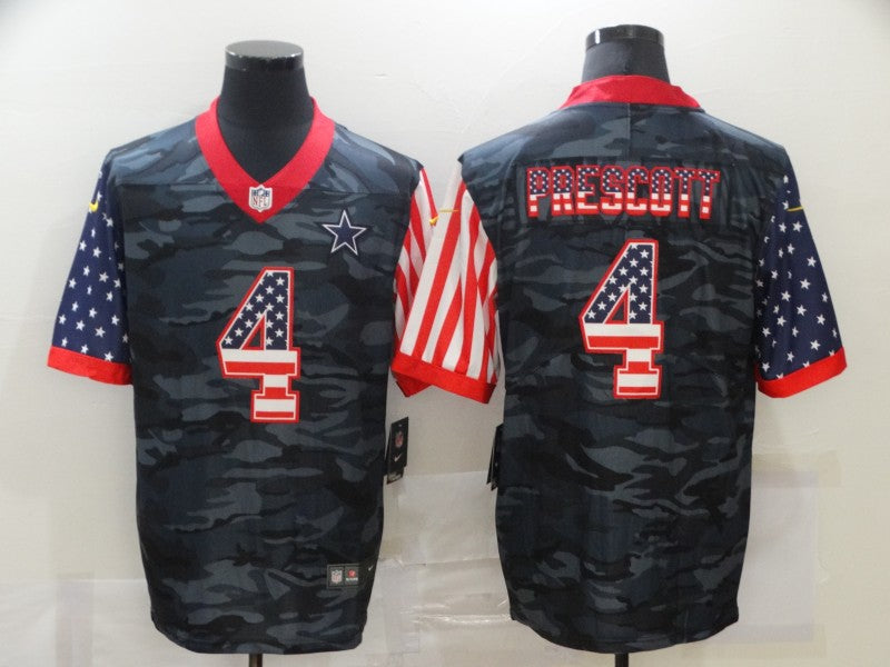 Men’s Dallas Cowboys Dak Prescott #4 Gray Camouflage Jersey