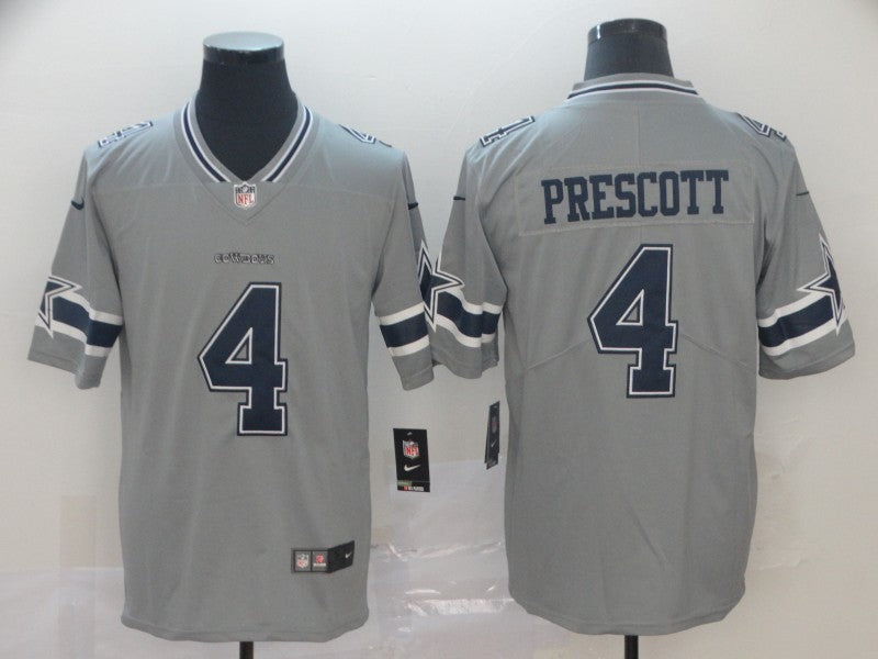 Men’s Dallas Cowboys Dak Prescott #4 Gray Inverted Legend Jersey
