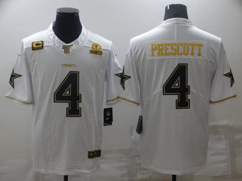 Men’s Dallas Cowboys Dak Prescott #4 White Jersey