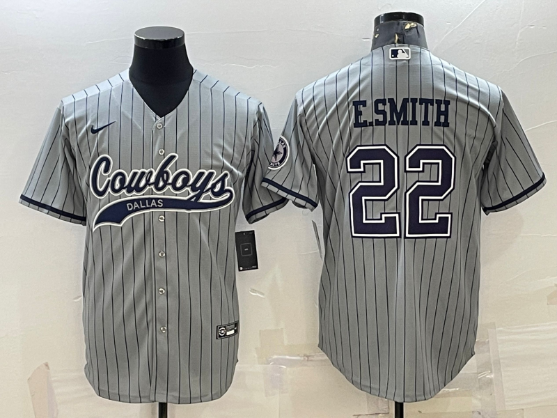 Men’s Dallas Cowboys Emmitt Smith #22 Gray Jersey Joint Edition