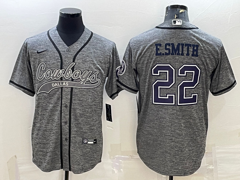 Men’s Dallas Cowboys Emmitt Smith #22 Gray Jersey Joint Edition