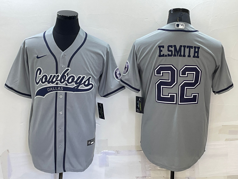 Men’s Dallas Cowboys Emmitt Smith #22 Gray Jersey Joint Edition