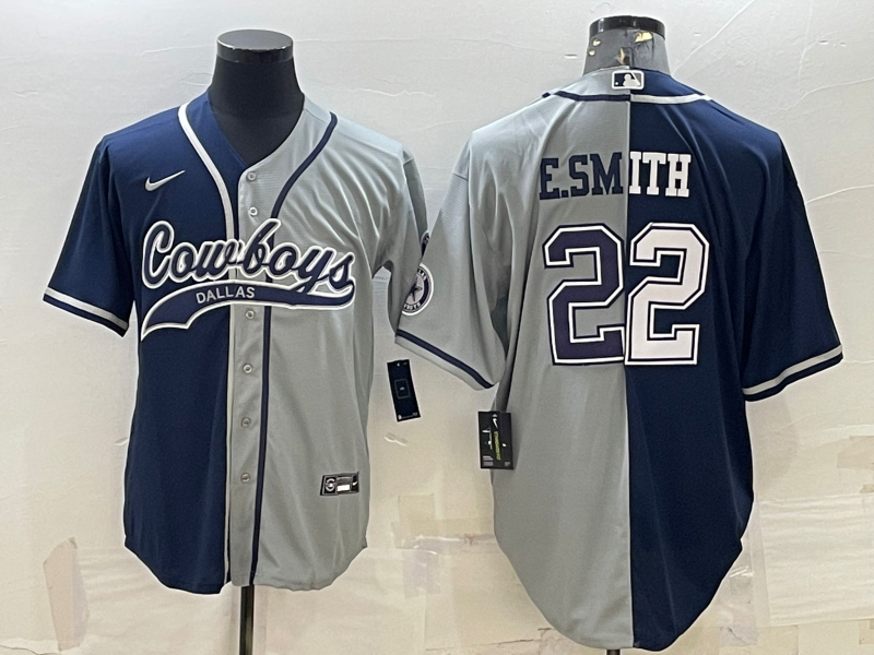 Men’s Dallas Cowboys Emmitt Smith #22 Navy/Gray Jersey Joint Edition