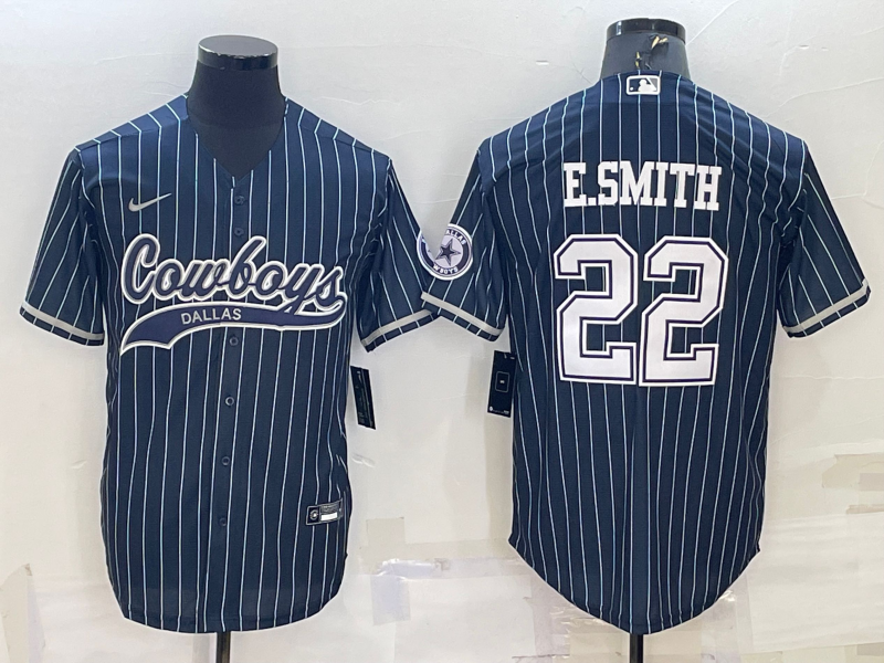 Men’s Dallas Cowboys Emmitt Smith #22 Navy Jersey Joint Edition
