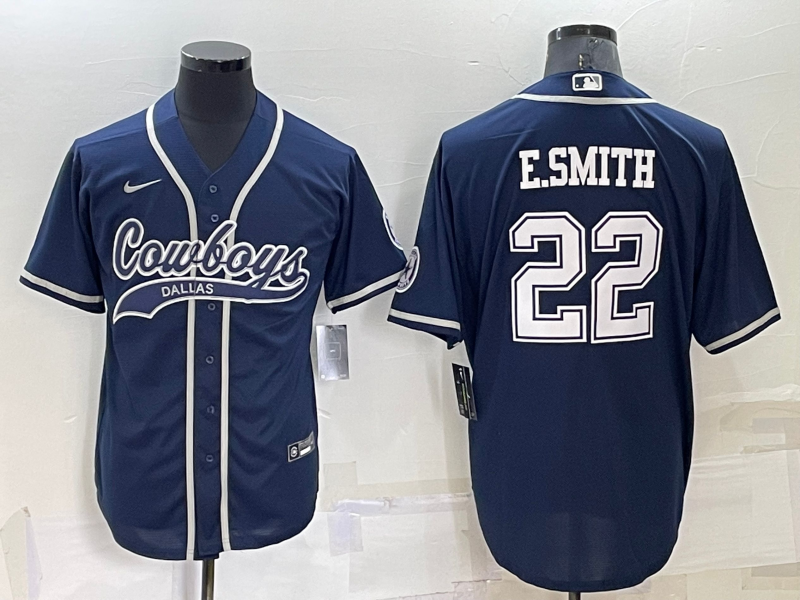 Men’s Dallas Cowboys Emmitt Smith #22 Navy Jersey Joint Edition
