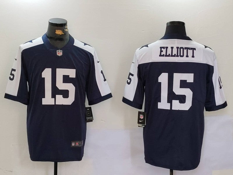 Men’s Dallas Cowboys Ezekiel Elliott #15 Navy Alternate Team Jersey
