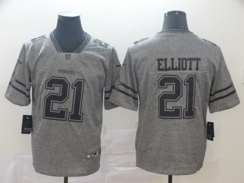 Men’s Dallas Cowboys Ezekiel Elliott #21 Gray Alternate Jersey