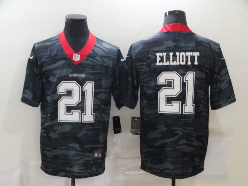 Men’s Dallas Cowboys Ezekiel Elliott #21 Gray Camouflage Jersey