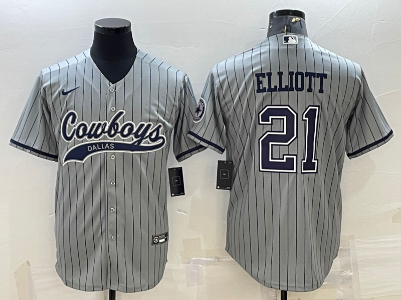 Men’s Dallas Cowboys Ezekiel Elliott #21 Gray Jersey Joint Edition