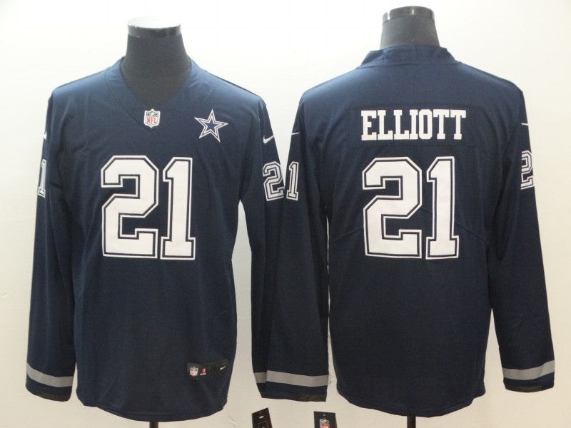 Men’s Dallas Cowboys Ezekiel Elliott #21 Navy Authentic Jersey