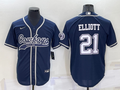 Men’s Dallas Cowboys Ezekiel Elliott #21 Navy Jersey Joint Edition
