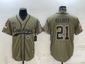 Men’s Dallas Cowboys Ezekiel Elliott #21 Olive 2022 Salute To Service Limited Jersey Joint Edition