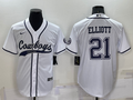 Men’s Dallas Cowboys Ezekiel Elliott #21 White Jersey Joint Edition