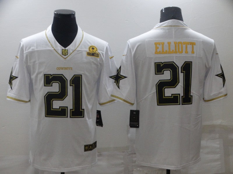 Men’s Dallas Cowboys Ezekiel Elliott #21 White Jersey
