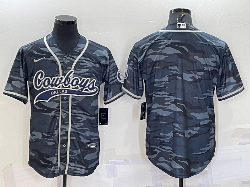 Men’s Dallas Cowboys Grey Camouflage Blank Jersey