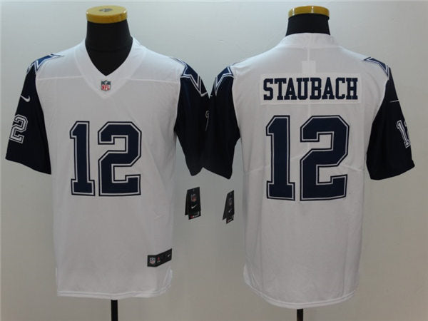 Men’s Dallas Cowboys Retired Player #12 Roger Staubach Nike White Color Rush Legend Player Jersey