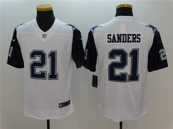 Men’s Dallas Cowboys Retired Player #21 Deion Sanders Nike White Color Rush Legend Player Jersey