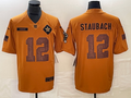Men’s Dallas Cowboys Roger Staubach #12 Brown 2023 Salute To Service Retired Limited Jersey