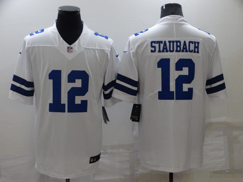 Men’s Dallas Cowboys Roger Staubach #12 White Vapor Limited Jersey