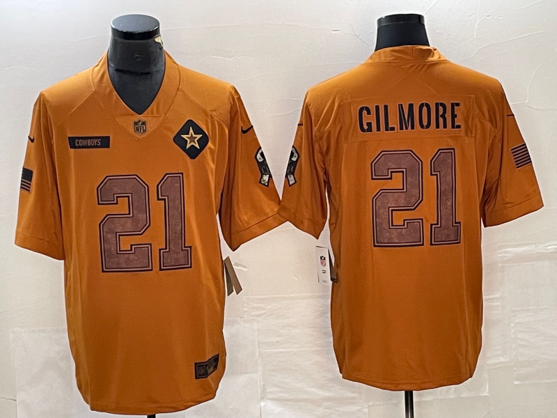 Men’s Dallas Cowboys Stephon Gilmore #21 Brown 2023 Salute To Service Retired Limited Jersey