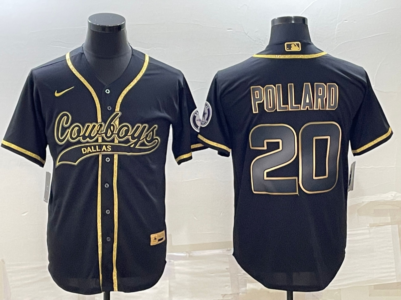 Men’s Dallas Cowboys Tony Pollard #20 Black Jersey Joint Edition