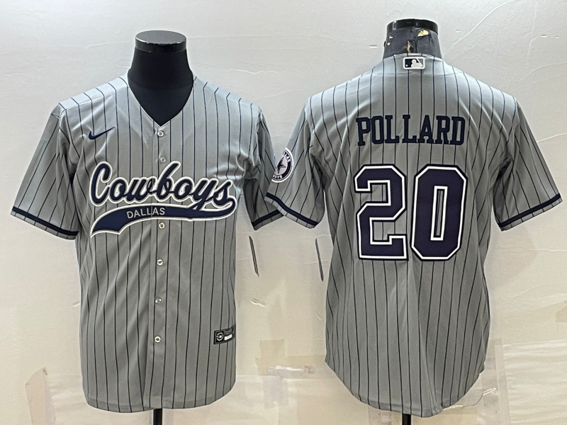 Men’s Dallas Cowboys Tony Pollard #20 Gray Jersey Joint Edition