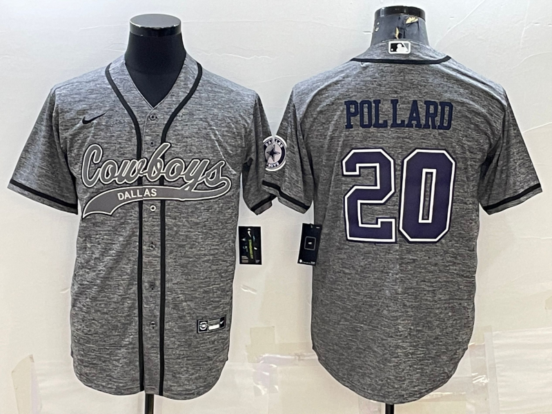 Men’s Dallas Cowboys Tony Pollard #20 Gray Jersey Joint Edition