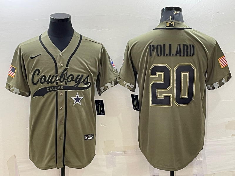 Men’s Dallas Cowboys Tony Pollard #20 Olive 2022 Salute To Service Limited Jersey Joint Edition
