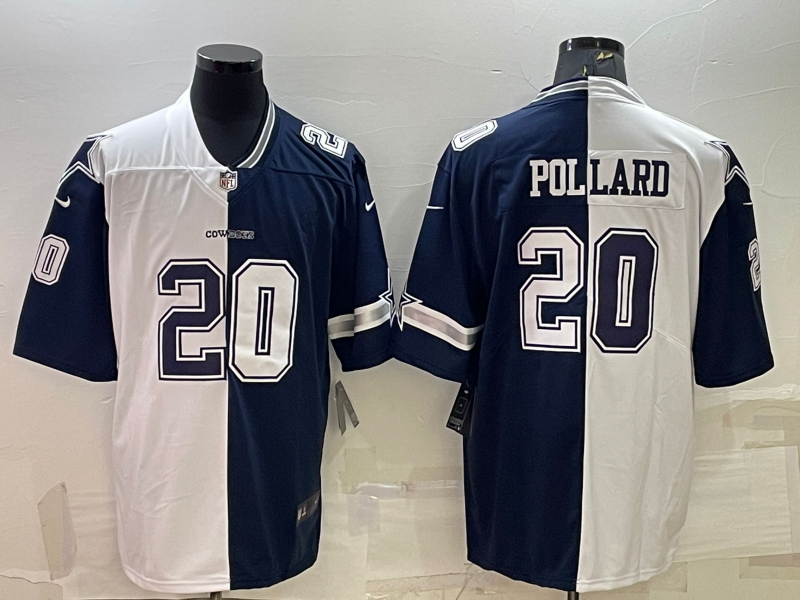 Men’s Dallas Cowboys Tony Pollard #20 White/Navy Jersey Joint Edition