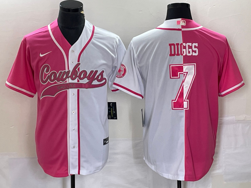 Men’s Dallas Cowboys Trevon Diggs #7 Pink/White Jersey Joint Edition