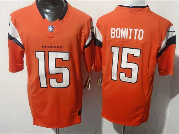 Mens Denver Broncos #15 Nik Bonitto Nike Orange Vapor F.U.S.E. Limited Player Jersey