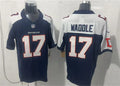 Mens Denver Broncos #17 Jaylen Waddle Navy White Gratitude Limited Football Jersey