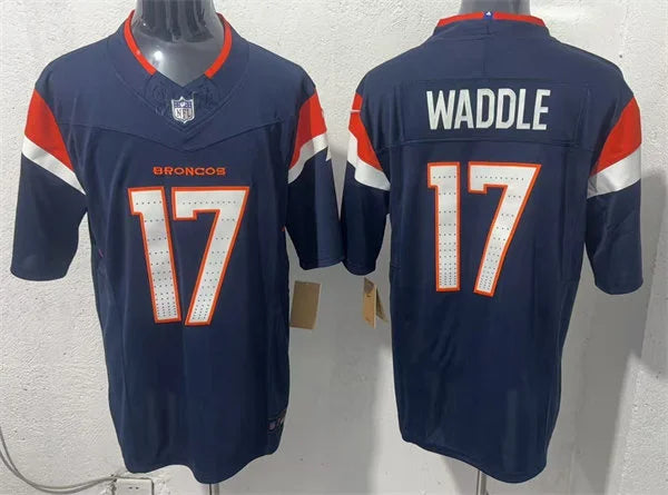 Mens Denver Broncos #17 Jaylen Waddle Nike Navy Alternate Vapor F.U.S.E. Limited  Jersey