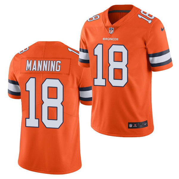 Men’s Denver Broncos #18 Peyton Manning Orange Nike NFL Vapor Untouchable Color Rush Limited Player Jersey