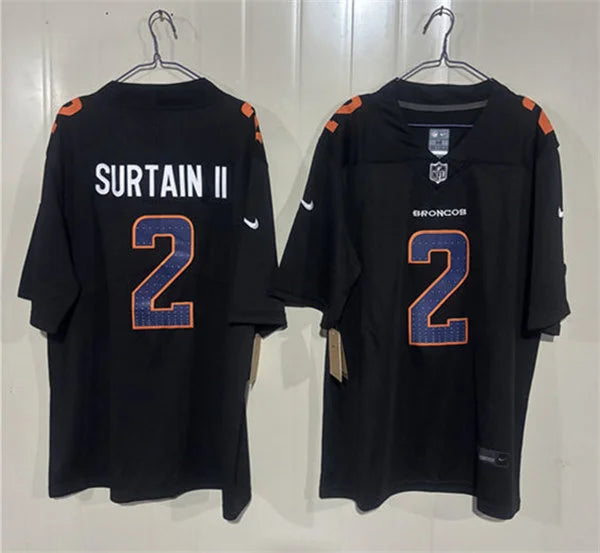Mens Denver Broncos #2 Patrick Surtain II Nike Carbon Black Fashion Game Jersey