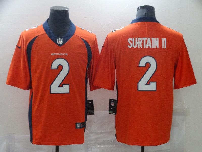 Men’s Denver Broncos #2 Patrick Surtain II Orange Nike NFL Vapor Untouchable Limited Jersey