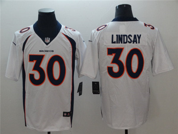 Men’s Denver Broncos #30 Phillip Lindsay  White Nike NFL Vapor Untouchable Limited Jersey