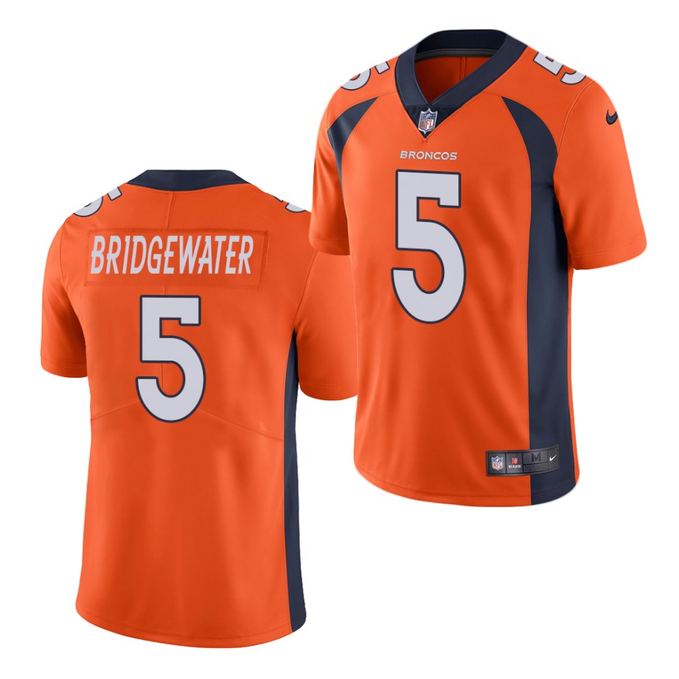 Men’s Denver Broncos #5 Teddy Bridgewater Orange Nike NFL Vapor Untouchable Limited Jersey
