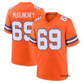 Mens Denver Broncos #69 Mike McGlinchey Orange Mile High Collection 1977 Throwback F.U.S.E. Limited Jersey